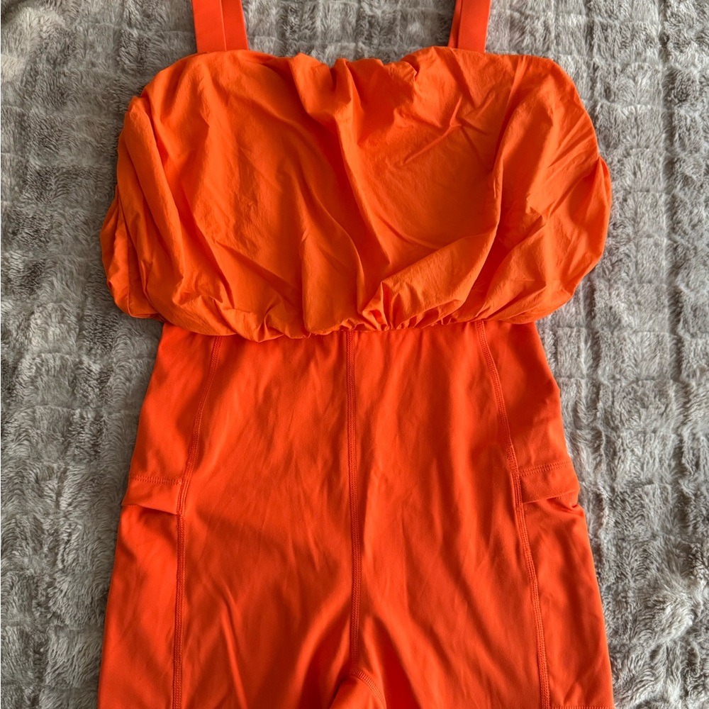 Free People Orange Bubble Romper